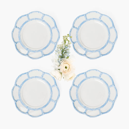 Blue Melamine Bamboo Starter Plates (Set of 4)
