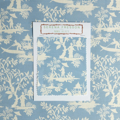 Blue Pagoda Garden Fabric