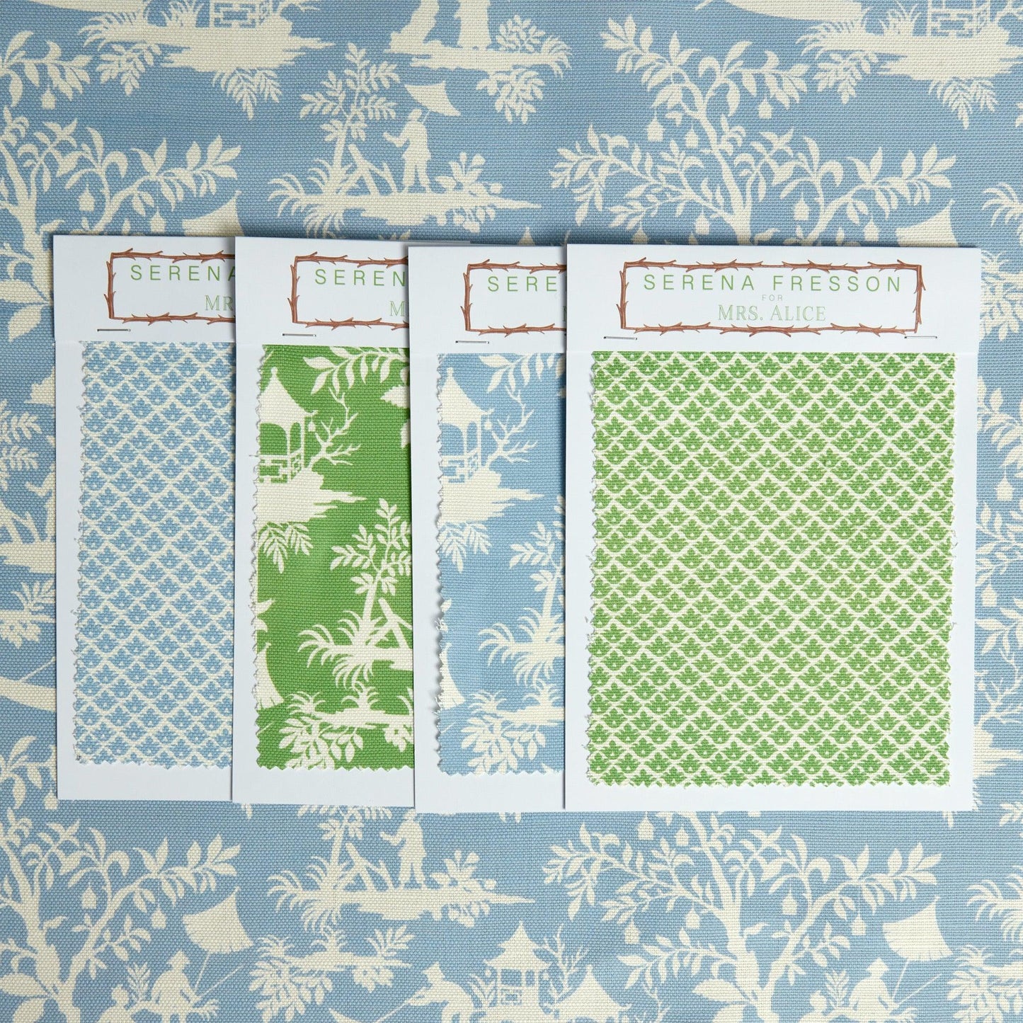 Blue Pagoda Garden Fabric