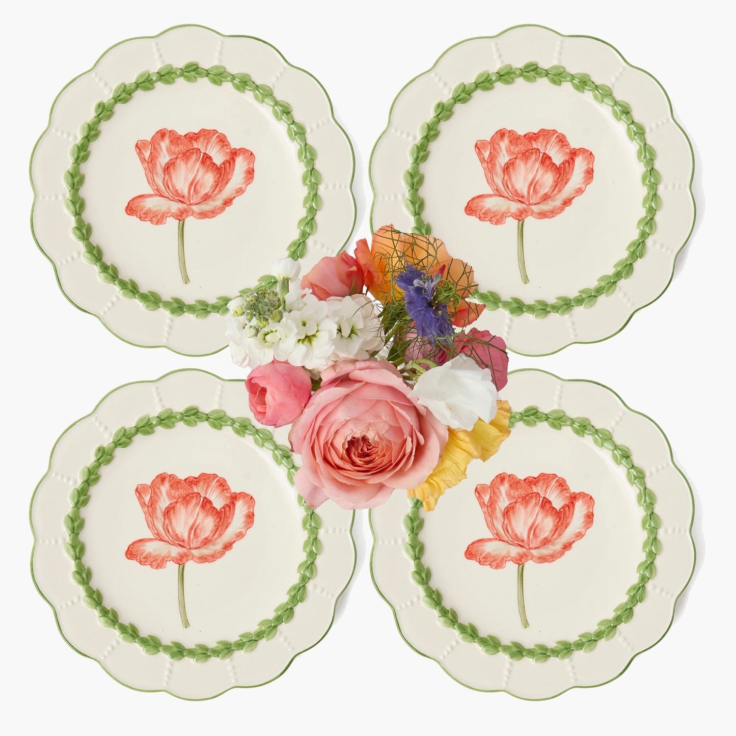 Green Laurel Tulip Dinner Plates (Set of 4)