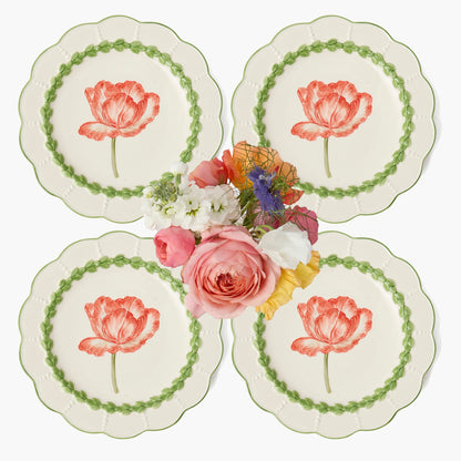 Green Laurel Tulip Dinner Plates (Set of 4)