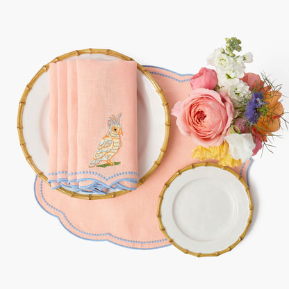 Parrot Coral Linen Napkins (Set of 4)