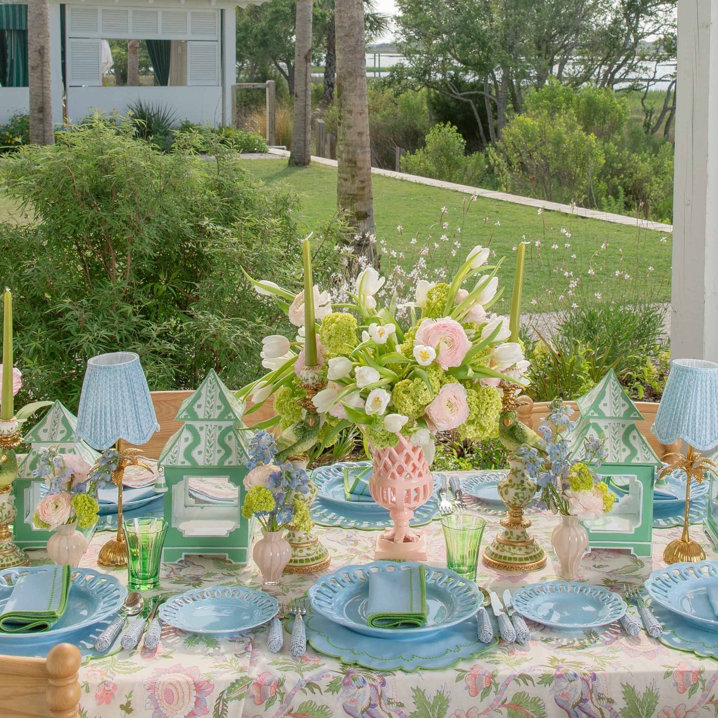Soft Blue Lace Dinner & Starter Plates (Set of 8)