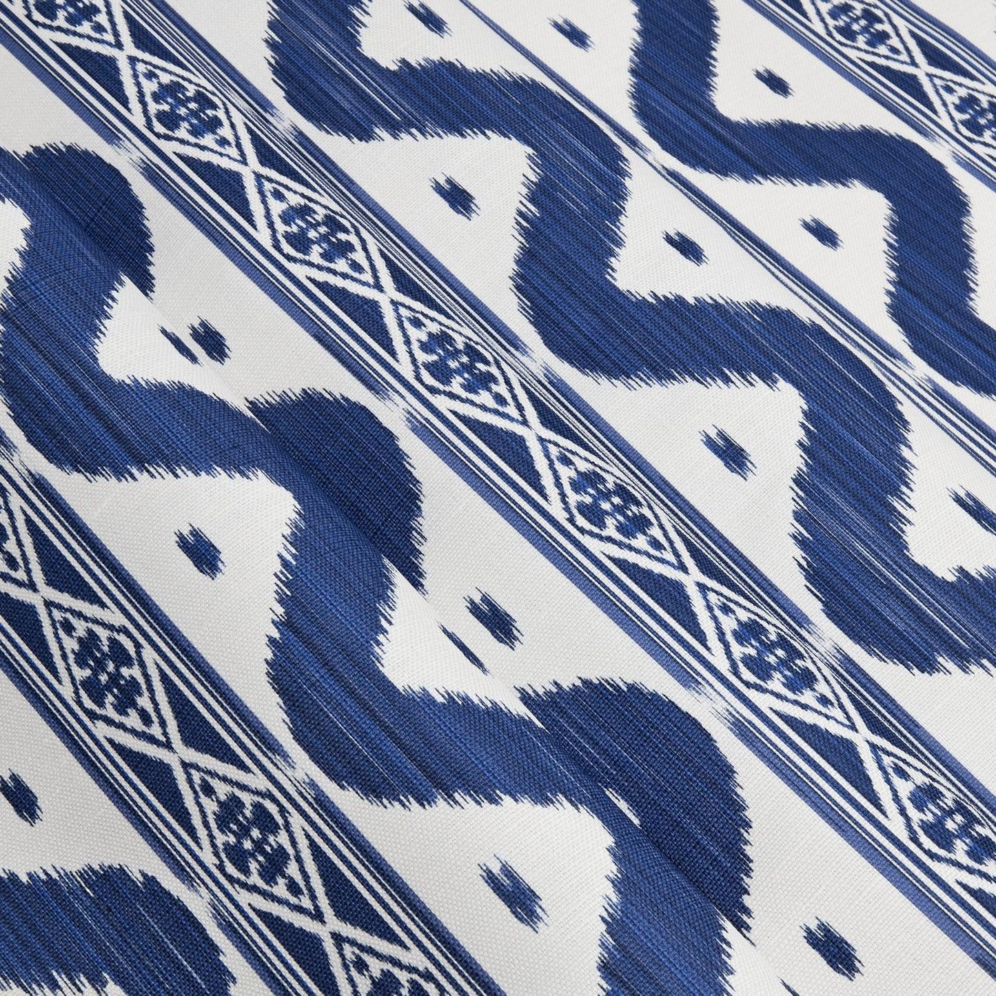 Cobalt Blue Ikat Stripe Fabric