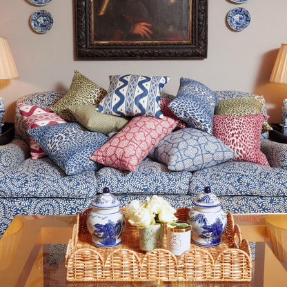 Cobalt Blue Ikat Stripe Fabric