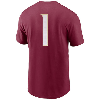 Nike Men's Seminole Logo #1 Short Sleeve Jersey T-shirt - Garnet
