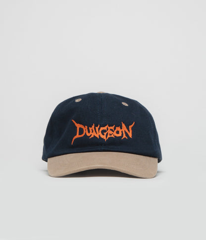 Dungeon Scrawl Logo Brushed Canvas Cap - Navy Taupe /  Orange