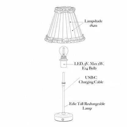 Edie Rechargeable Lamp with Chocolate Lotus Shade (18cm)
