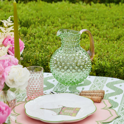 Emerald Hobnail Jug & Rose Handle