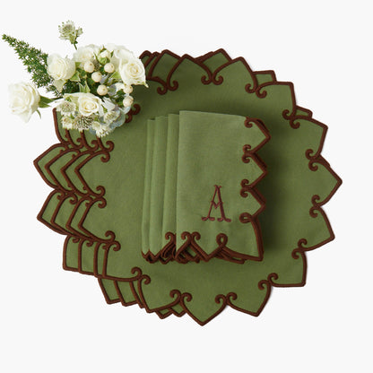 Forest Green & Brown Angelina Placemats & Napkins (Set of 4)