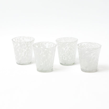 White Dappled Glasses (Set of 4)