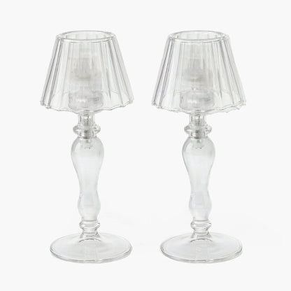 Glass Lantern Tea Light Holder Set