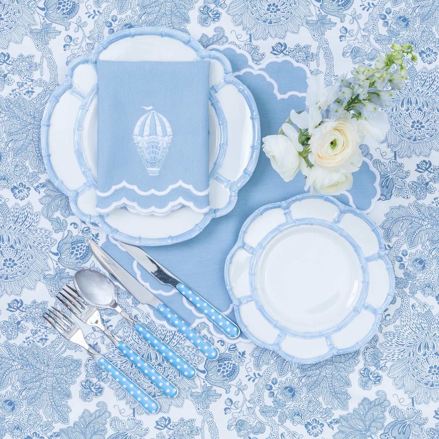 Blue Melamine Bamboo Starter Plates (Set of 4)