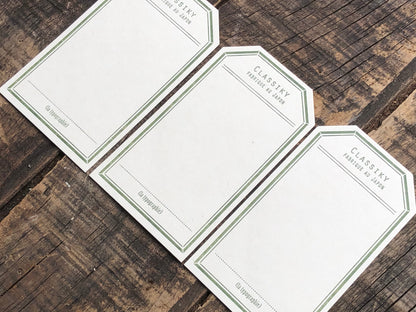 Classiky - Letterpress Label Card - Vintage Green
