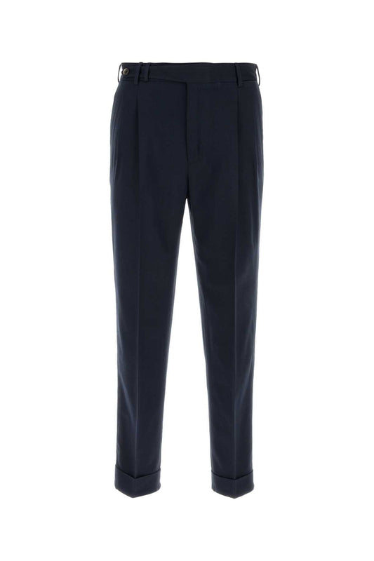 Pt Torino Cotton-Blend Tailored Trousers — Navy