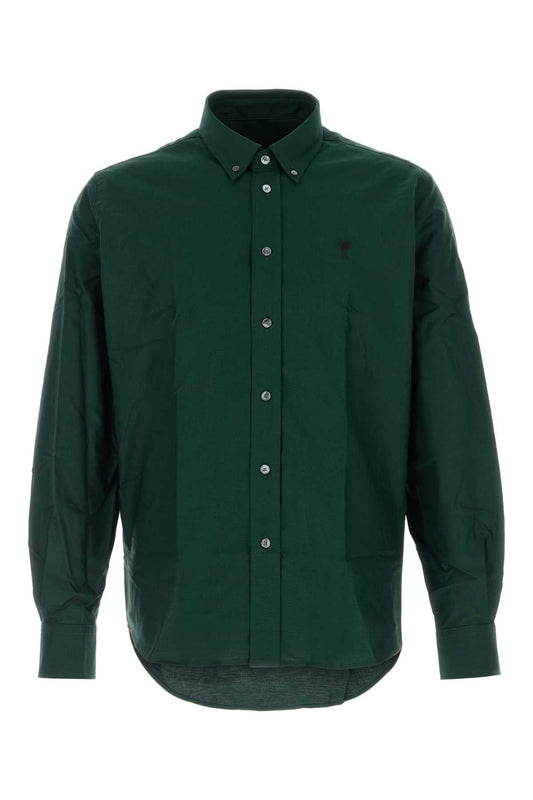 AMI Paris Oxford Cotton Shirt — Green