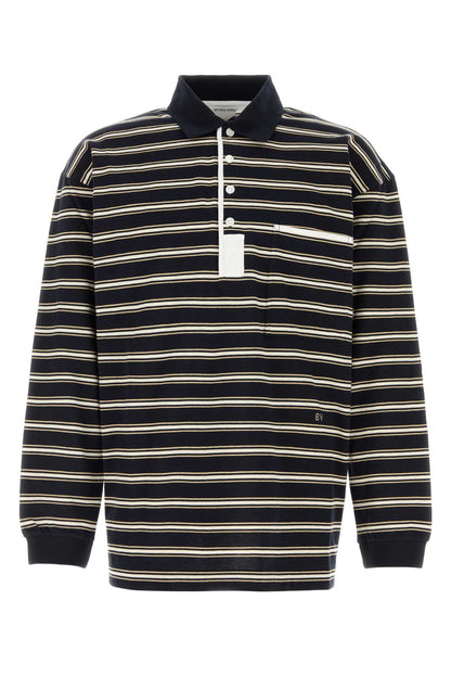 Bottega Veneta Striped Cotton Polo — Navy