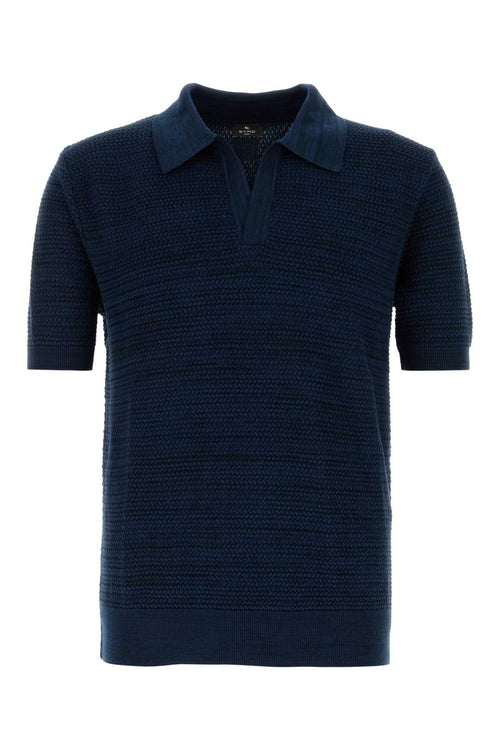 Etro Textured Cotton Polo — Navy