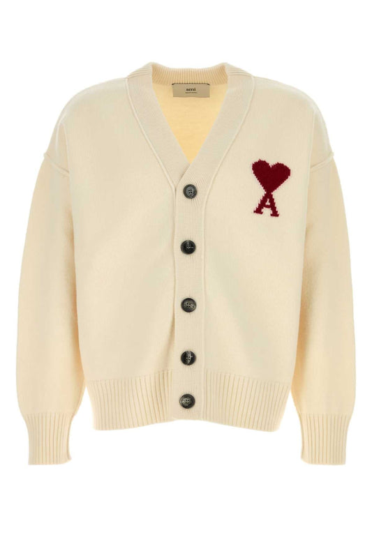 AMI Paris Felted Cardigan — Beige