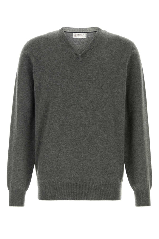 Brunello Cucinelli Neck Sweater — Gray