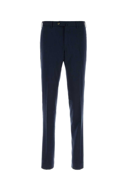 Pt Torino Cotton-Silk Blend Trousers — Navy