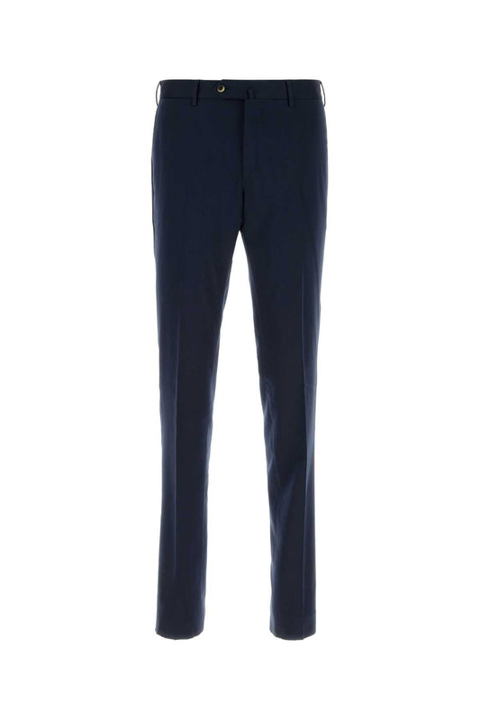 Pt Torino Cotton-Silk Blend Trousers — Navy