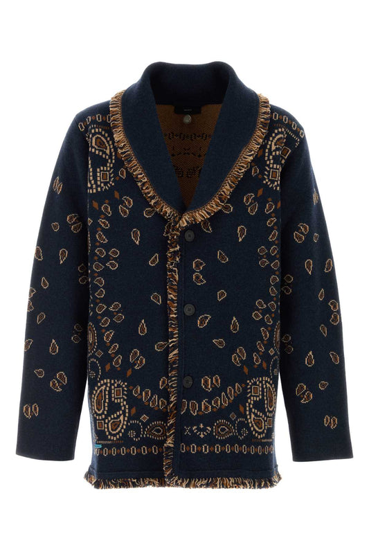 Alanui Jacquard Cardigan — Navy