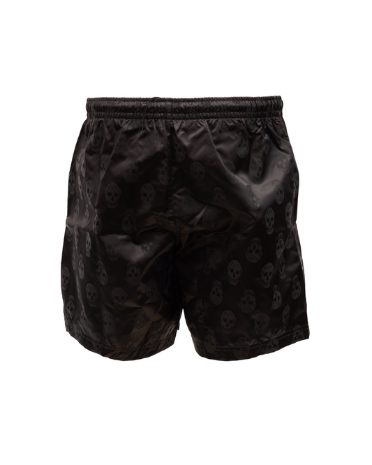 Alexander McQueen Skull-Print Nylon Shorts — Black