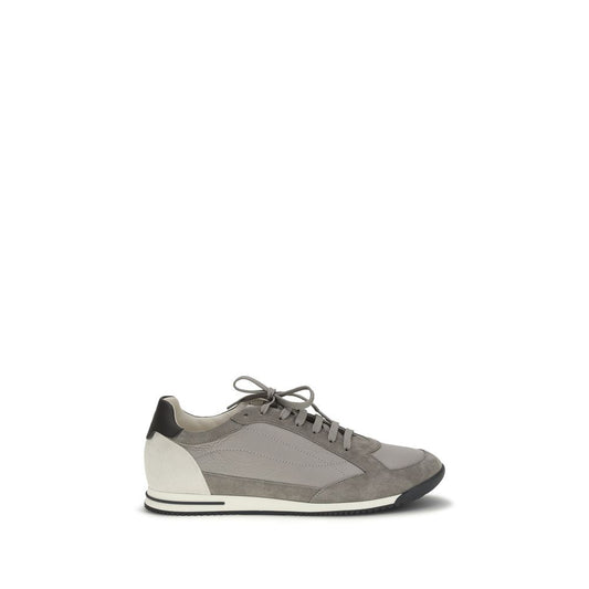 Brunello Cucinelli Mixed Material Low-Top Sneakers — Gray