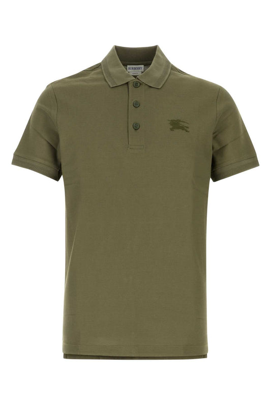 Burberry Logo-Embroidered Piquet Cotton Polo Shirt — Olive