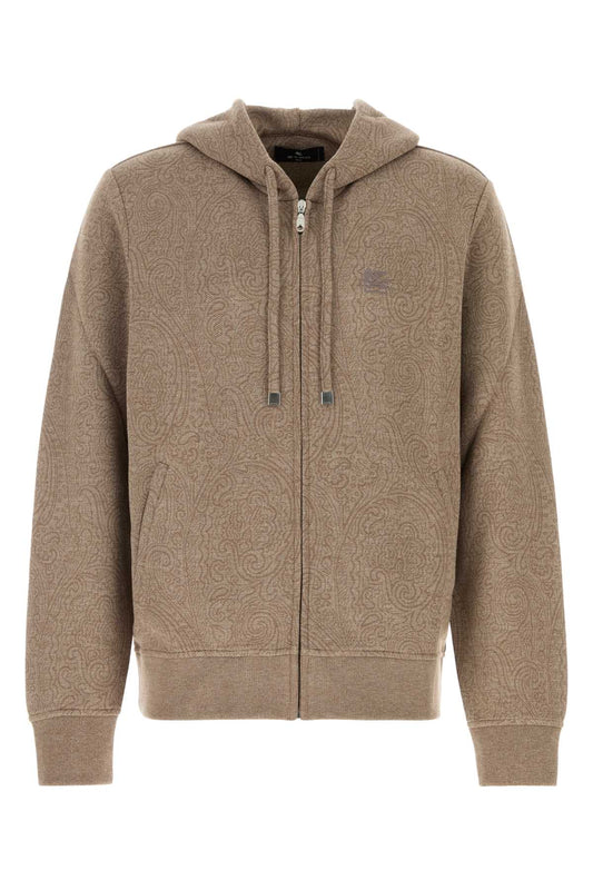 Etro Printed Jersey Hoodie — Beige