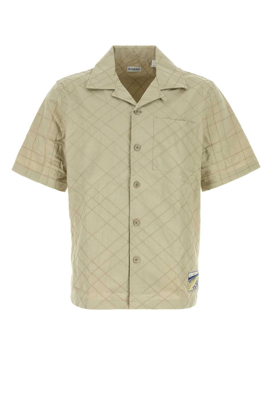 Burberry Diamond-Quilted Cotton Shirt — Beige