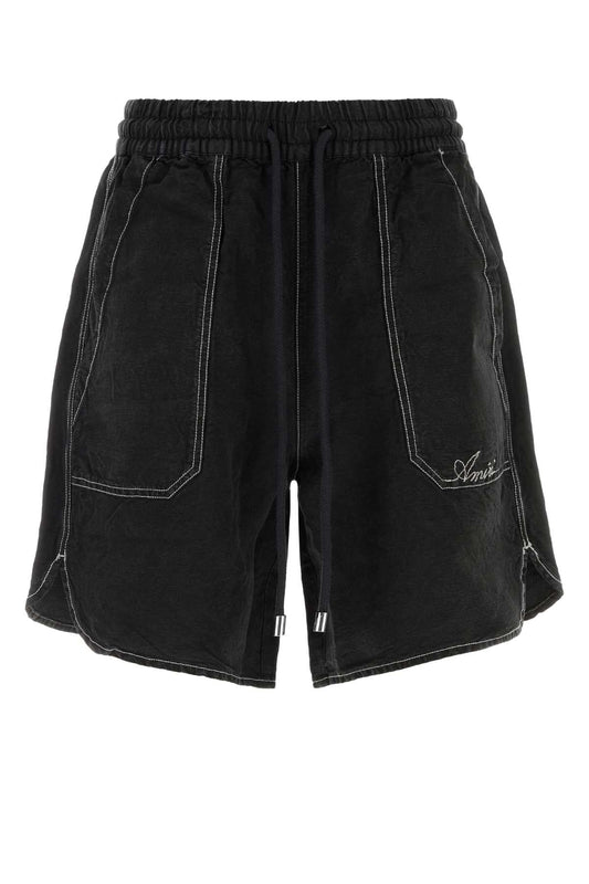 Amiri Script Bermuda Shorts — Black