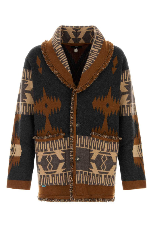Alanui Jacquard Cardigan — Charcoal