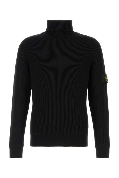 Stone Island Ribbed Virgin Wool Sweater — Black