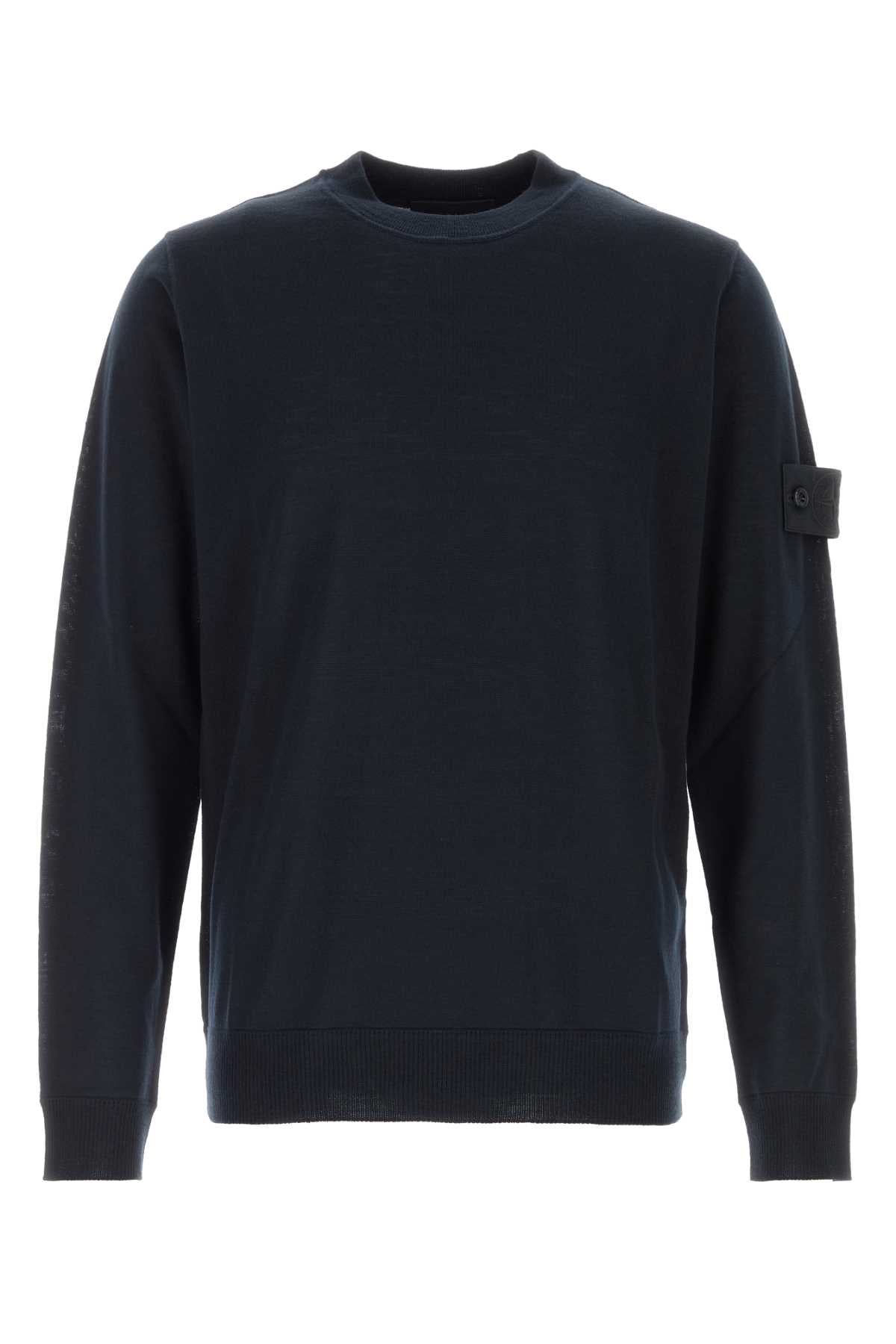 Stone Island Virgin Wool Crew-Neck Sweater — Navy