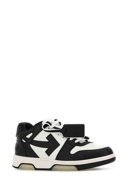 Off-White Color-Block Leather Sneaker — White
