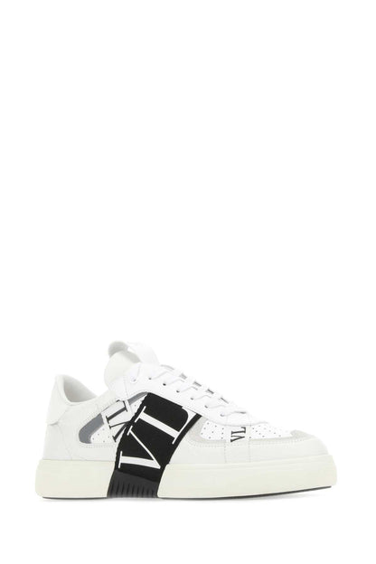 Valentino Garavani Color-Block Calf Leather Sneaker — White