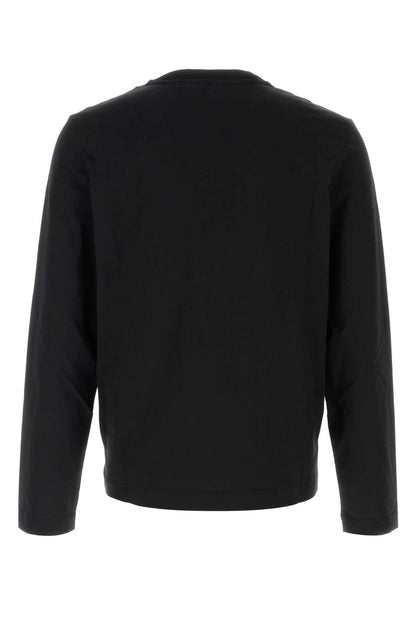 AMI Paris Logo-Embroidered Cotton T-Shirt — Black