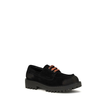 Prada Suede Lace-Up Loafer — Black