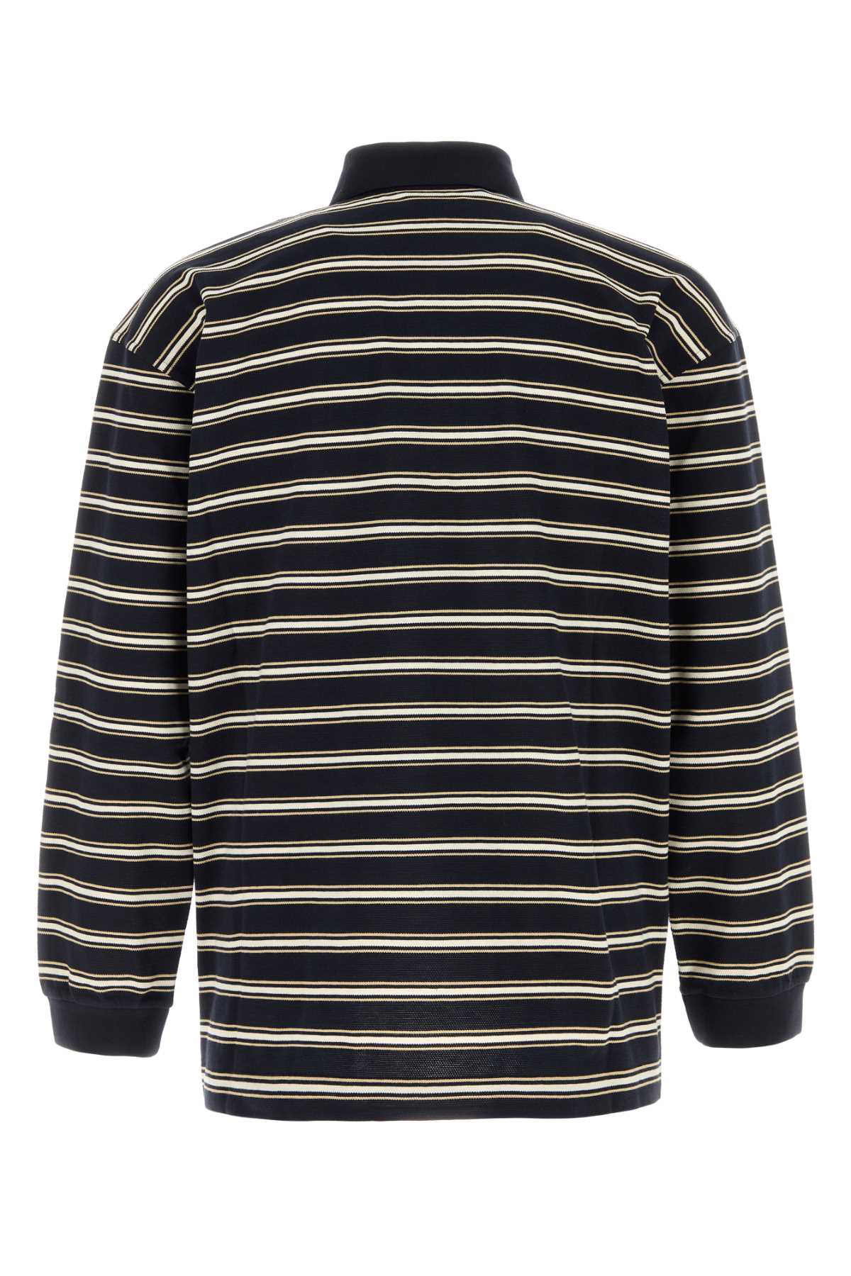 Bottega Veneta Striped Cotton Polo — Navy