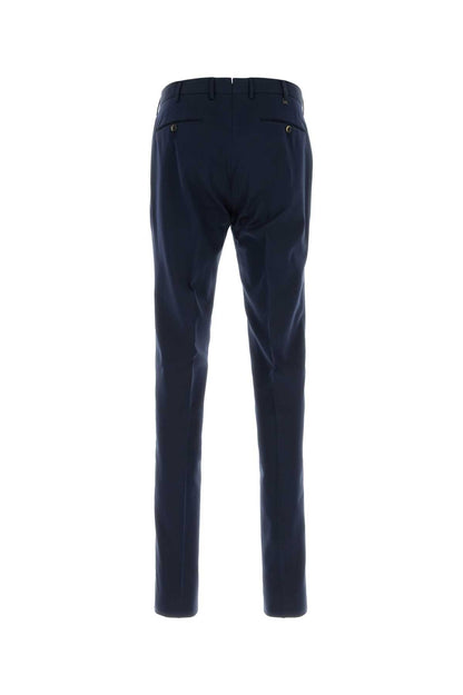Pt Torino Cotton-Silk Blend Trousers — Navy
