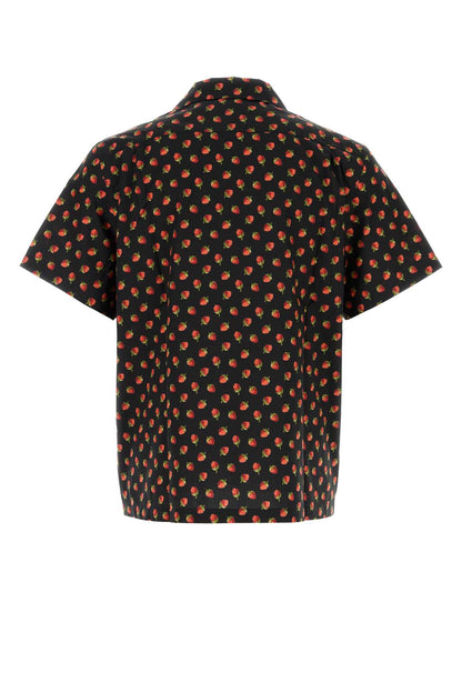 JW Anderson Floral-Print Poplin Shirt — Black