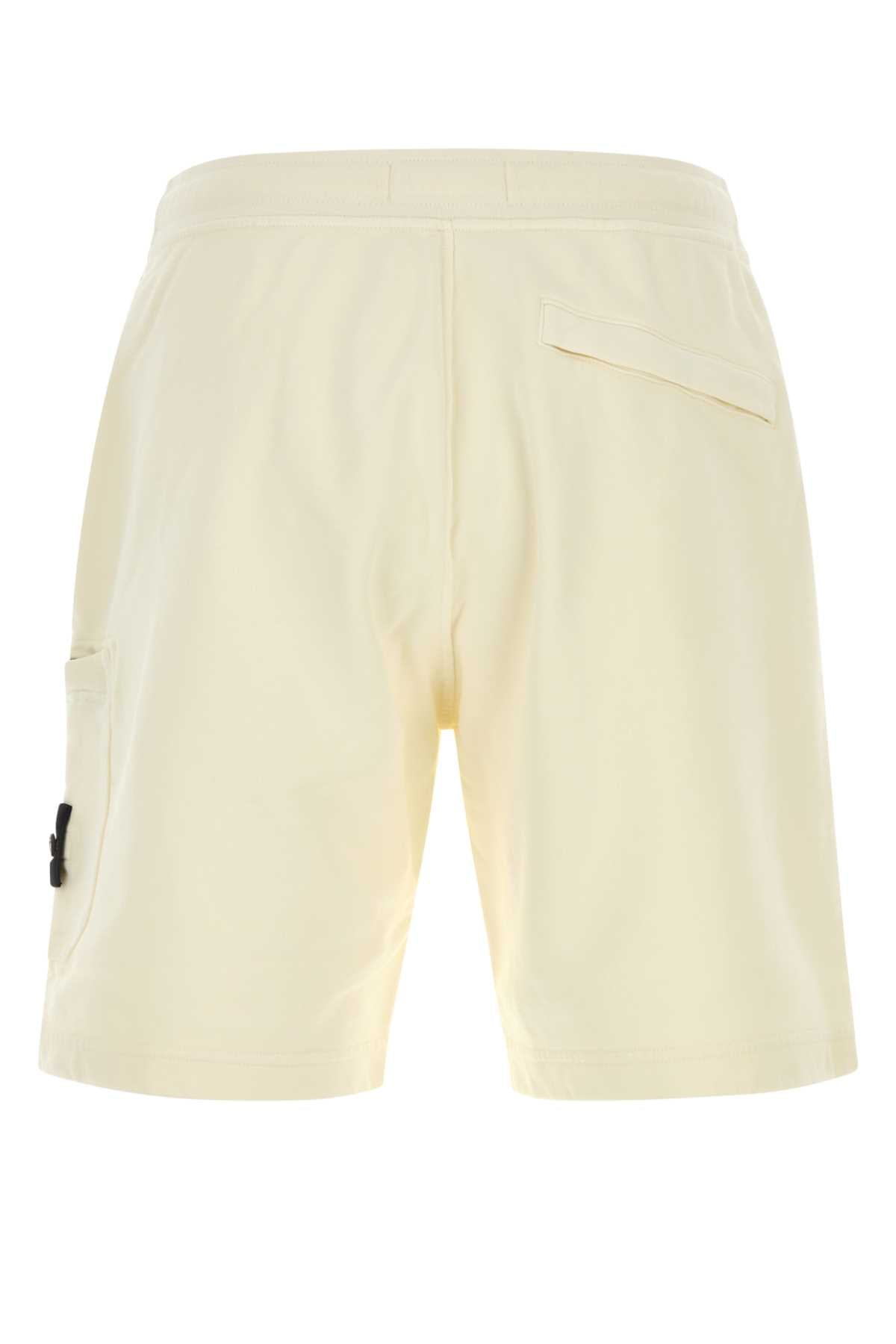 Stone Island Cotton Jogger Shorts — Ivory