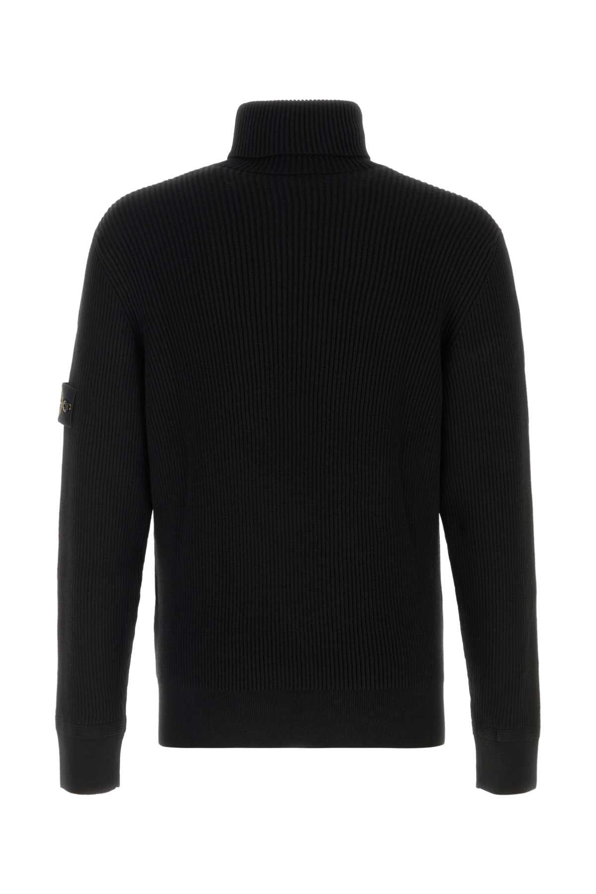 Stone Island Ribbed Virgin Wool Sweater — Black