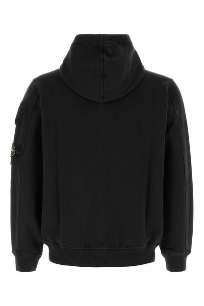 Stone Island Cotton Zip Hoodie Hoodie — Black