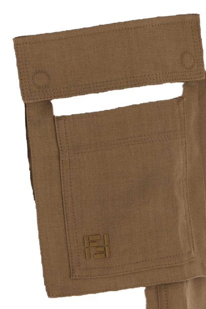 Fendi Linen Cargo Pants — Tan