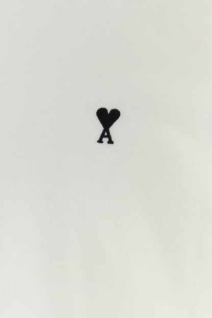AMI Paris Logo-Embroidered T-shirt — White