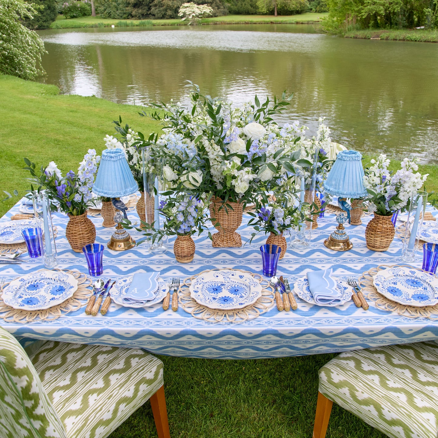 Blue Ikat Tablecloth