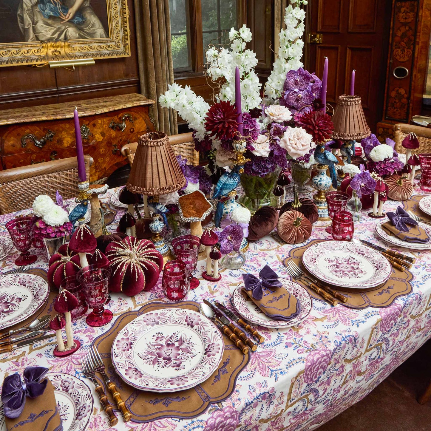 Purple Velvet Napkin Bows (Set of 4)